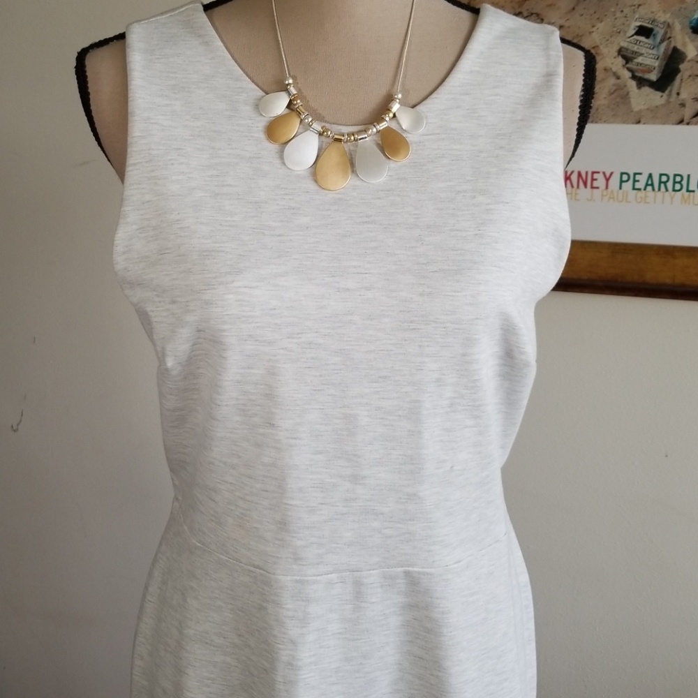 Banana Republic Peplum Sleeveless Fit & Flare Grey Dress. Size 10P - Picture 4 of 10